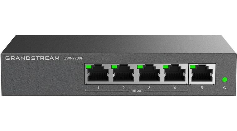 Grandstream, switch, PoE GWN7700P, 4x PoE do 1000, 1x do 1000Mpbs