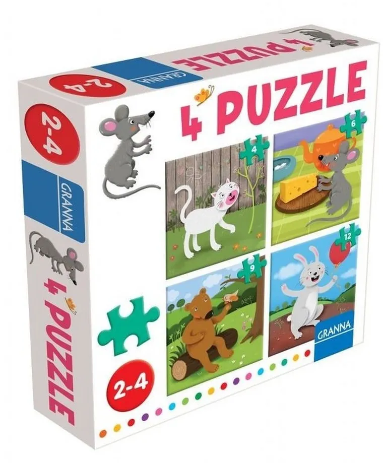Granna, puzzle z myszką, 4, 6, 9, 12 elementów