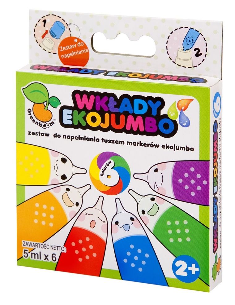 Green Boom, wkłady do markerów Ekojumbo, 6 kolorów