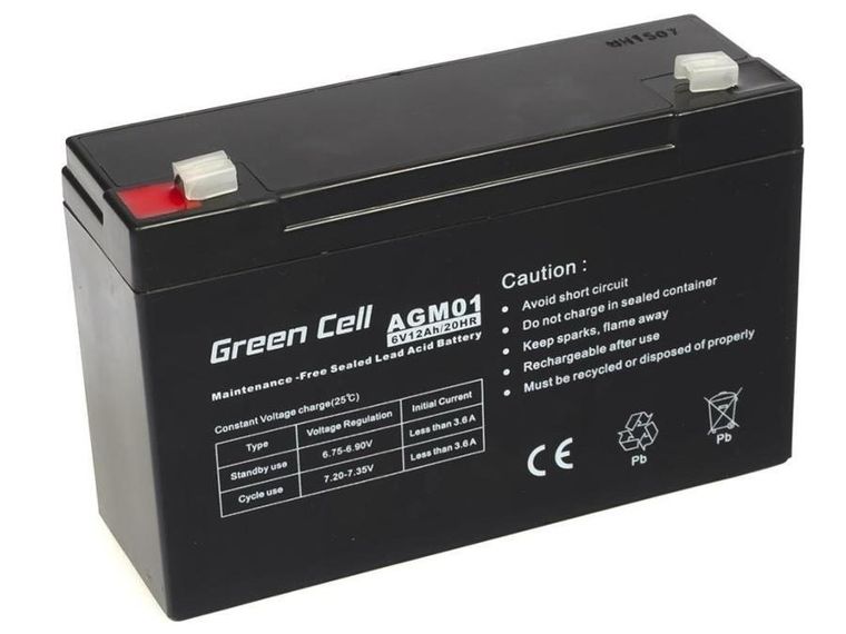 Green Cell, akumulator żelowy, AGM01, 6V, 12 Ah