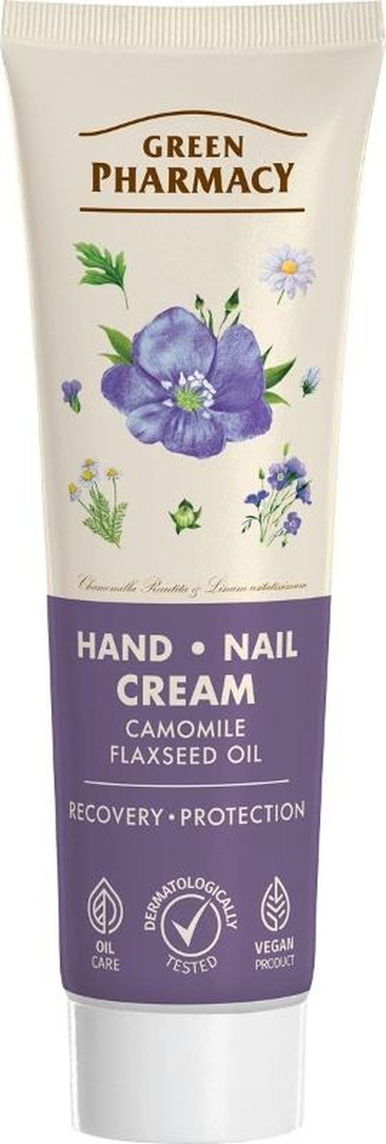 Green Pharmacy, krem do rąk i paznokci rumianek i olej lniany, 100 ml