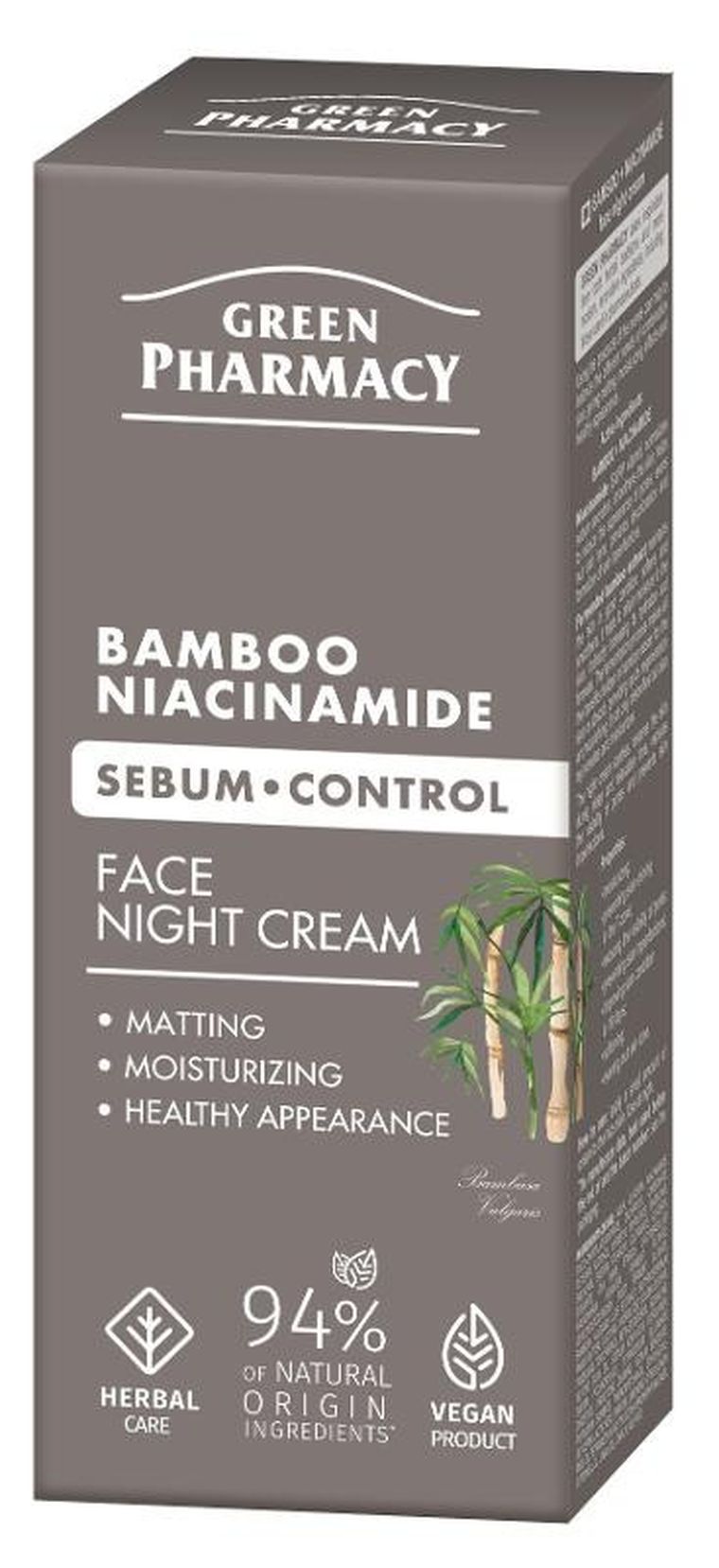 Green Pharmacy, krem do twarzy na noc, bambus + niacynamid, 50 ml