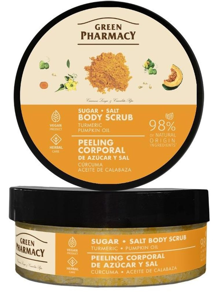 Green Pharmacy, peeling cukrowy do ciała kurkuma + olejek dyniowy 200 ml