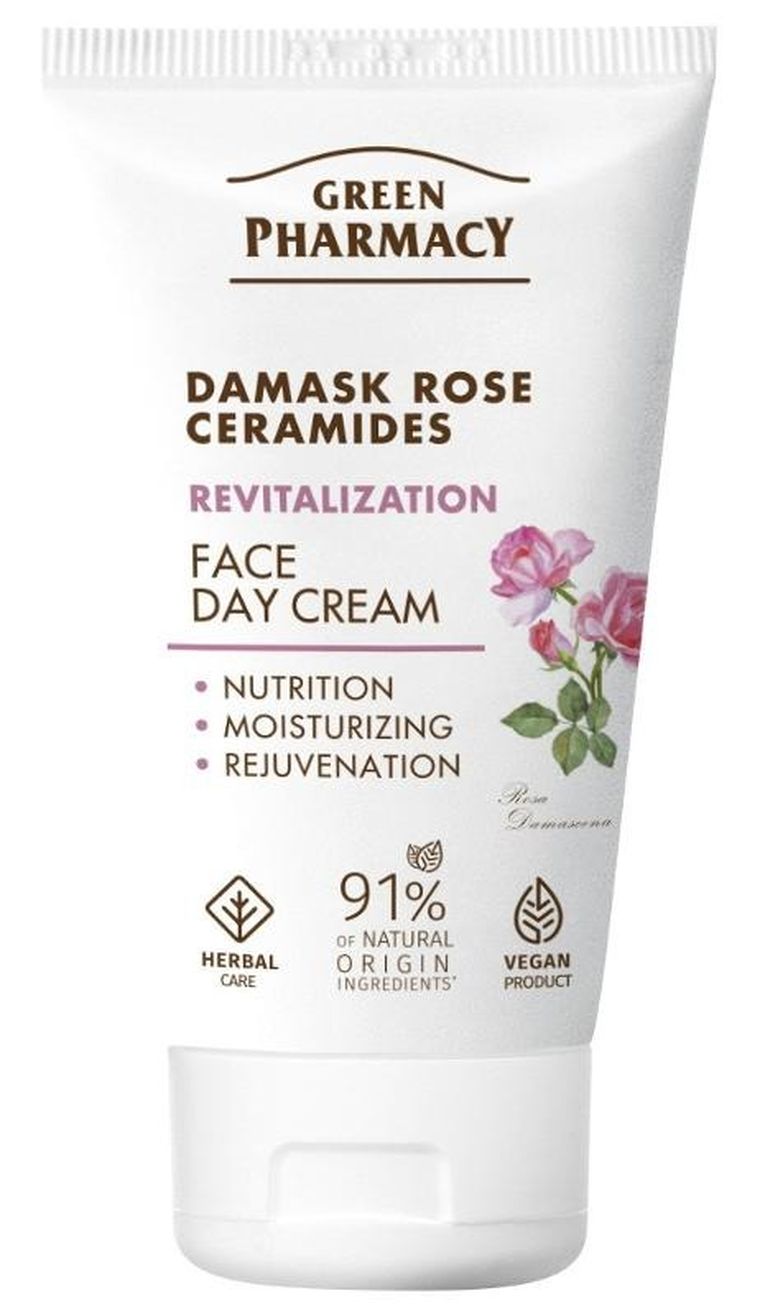 Green Pharmacy, rewitalizujący krem na dzień, róża damasceńska + ceramidy, 50 ml