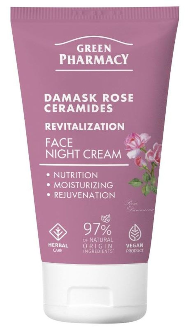 Green Pharmacy, róża damasceńska + ceramidy rewitalizujący krem na noc, 50 ml