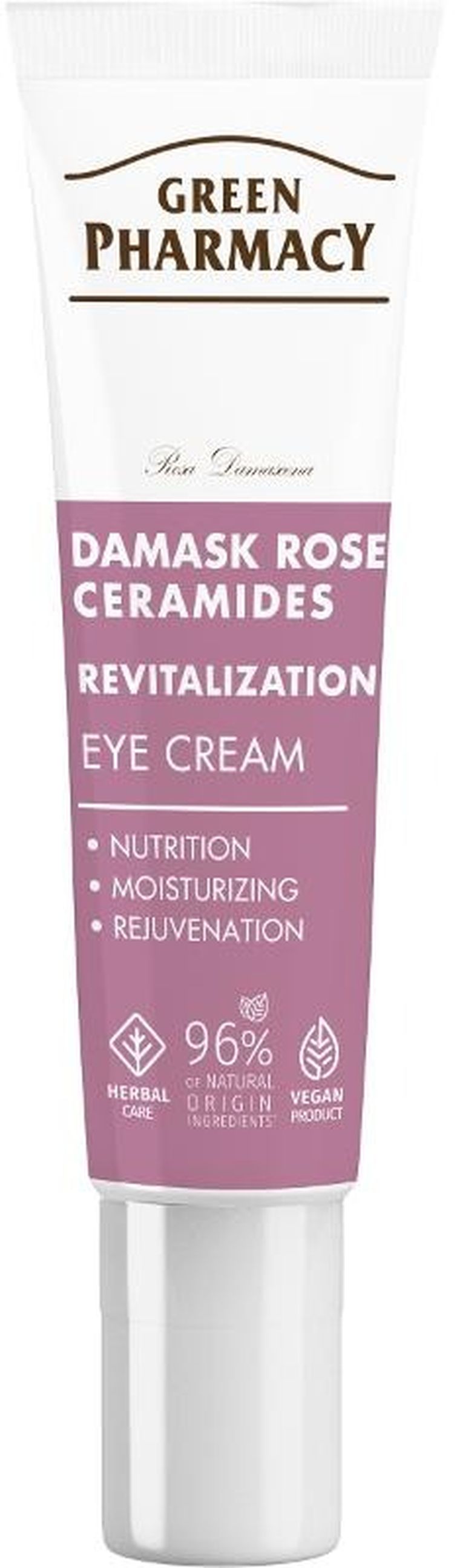 Green Pharmacy, róża damasceńska + ceramidy rewitalizujący krem pod oczy, 15 ml