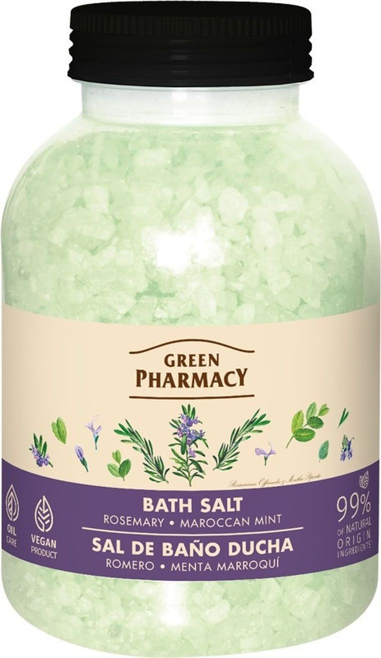 Green Pharmacy, sól do kąpieli rozmaryn i mięta marokańska, 1000 g