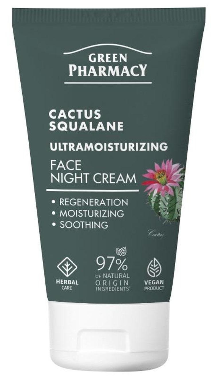 Green Pharmacy, ultranawilżający krem na noc, kaktus + skwalan, 50 ml