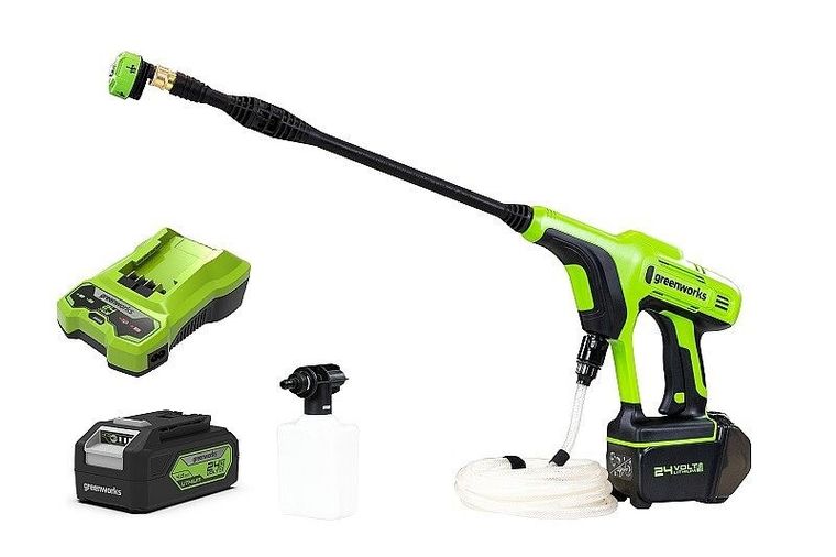 Greenworks, myjka ciśnieniowa z akumulatorem i ładowarką, 24V, G24PWK4, 4 Ah, 5105307UB