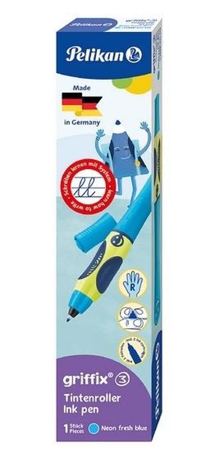 Griffix, pióro kulkowe, praworęczne, neon blue