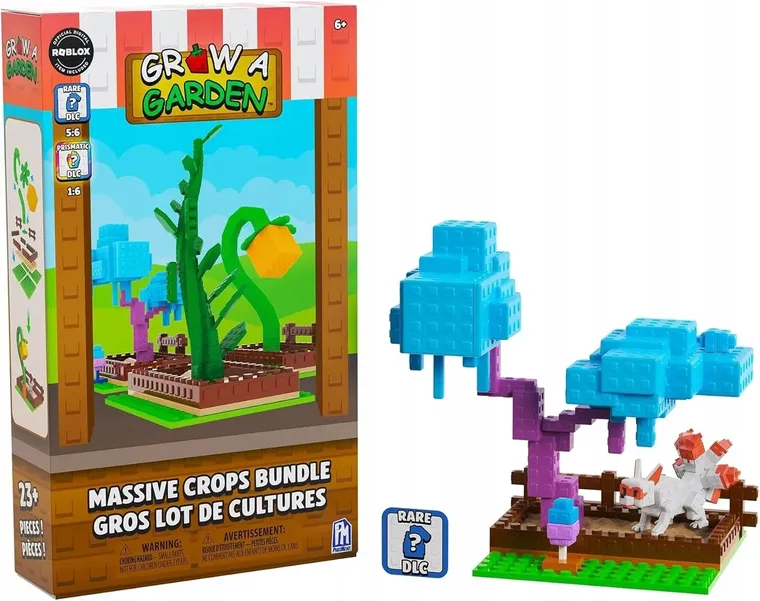 Grow a Garden, klocki z figurką niespodzianką i kodem Roblox, 23 elementy
