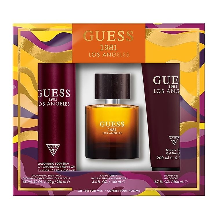 Guess, 1981 Los Angeles For Men, zestaw: woda toaletowa, spray, 100 ml + żel pod prysznic, 200 ml + dezodorant, spray, 226 ml