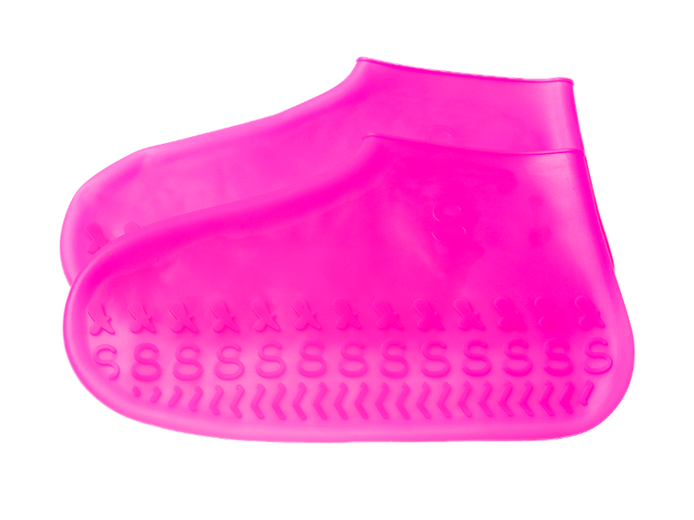 Gumowe, wodoodporne ochraniacze na buty, rozmiar 26-34, ciemnoróżowe