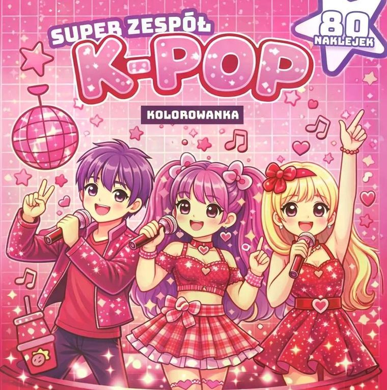 Gwiazdy k-pop. Super zespół. Kolorowanka