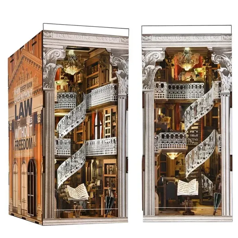 Habarri, Book Nook, Miniaturowy domek, Biblioteka Prawa, puzzle 3D, 550 elementó