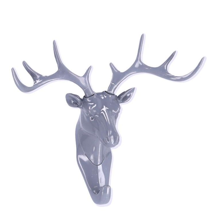Haczyk ścienny z poroża w formie naklejki, szary