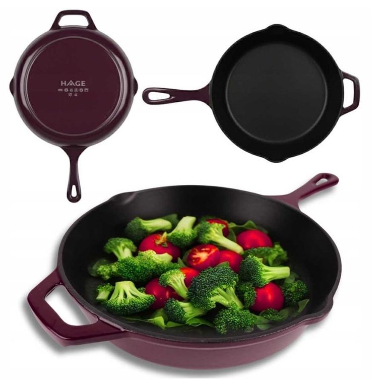 Hage, emaliowana patelnia żeliwna, fioletowa, 26 cm
