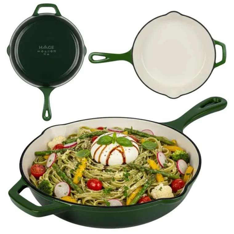 Hage, patelnia żeliwna, emaliowana, zielona, 26 cm