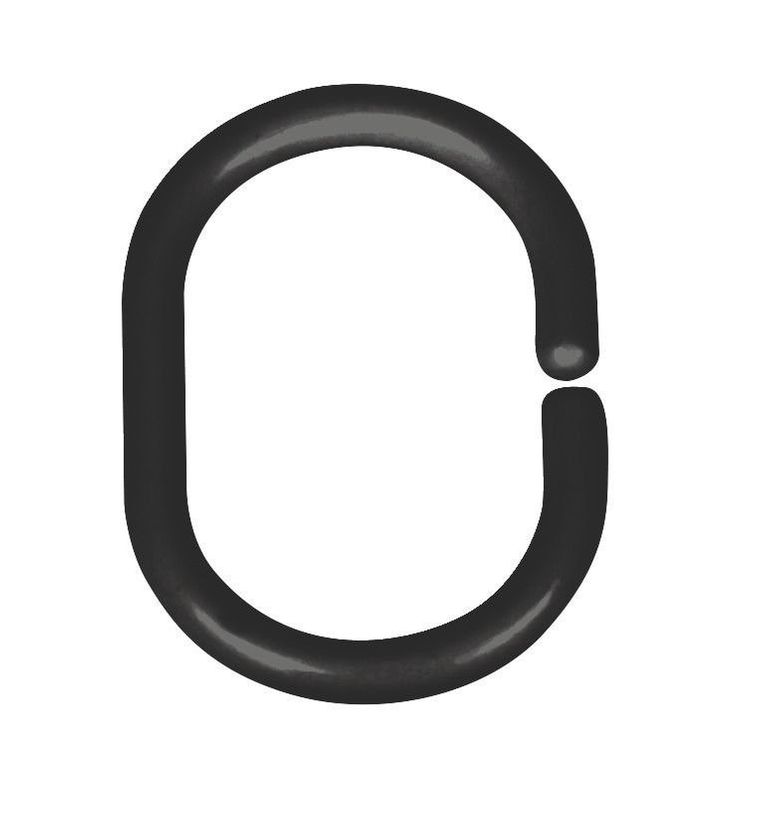 Haki do zasłony prysznicowej, small, 12 szt., czarny