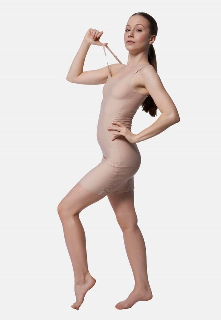 Halka damska na ramiączka, modelująca, beżowa, Julimex