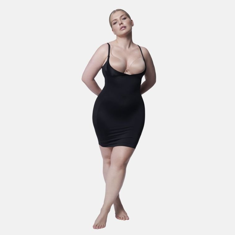 Halka damska na ramiączka, modelująca, czarna, Julimex