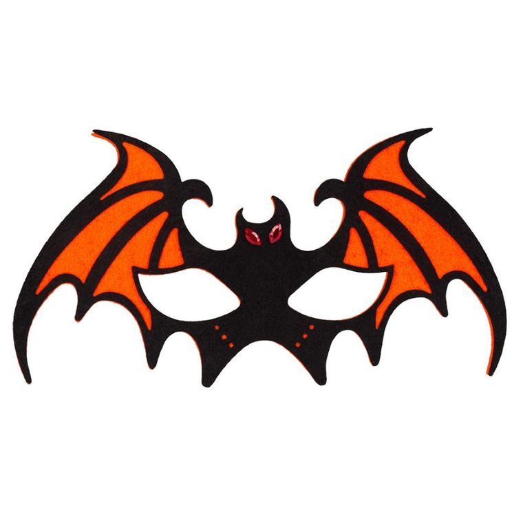 Halloween, maska nietoperz, pomarańczowa