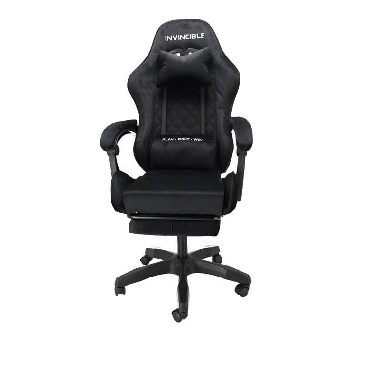 HaloFuture, fotel gamingowy, z podnóżkiem, czarny