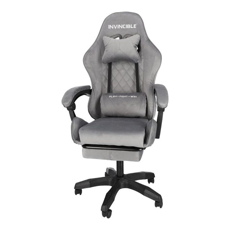 HaloFuture, fotel gamingowy, z podnóżkiem, szary