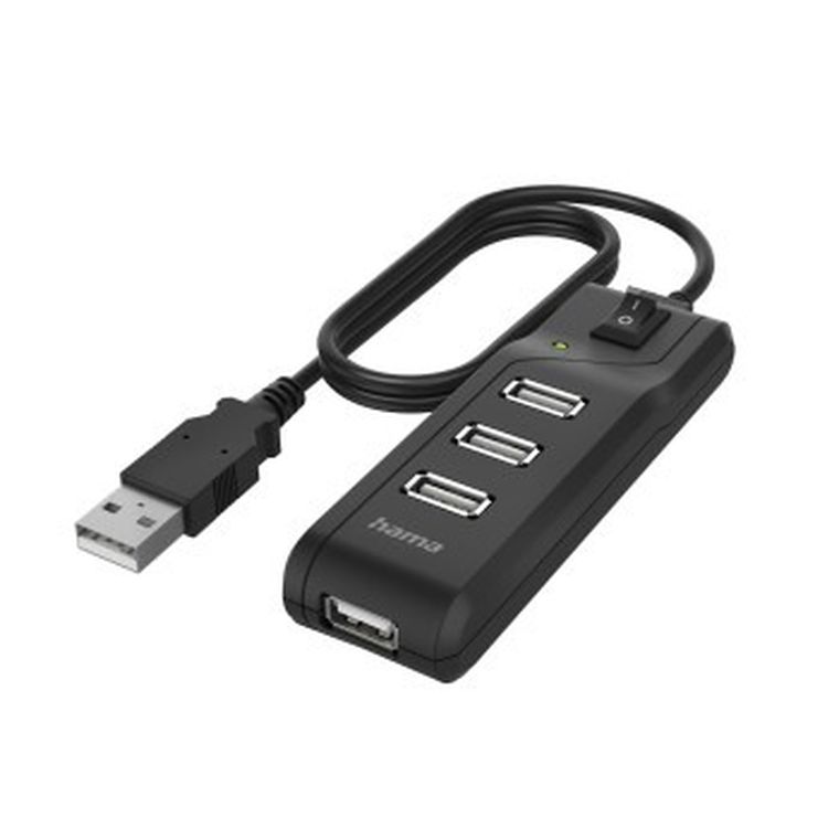 Hama, hub USB, 4 porty USB 2.0, 480 mbit/s, z wyłącznikiem