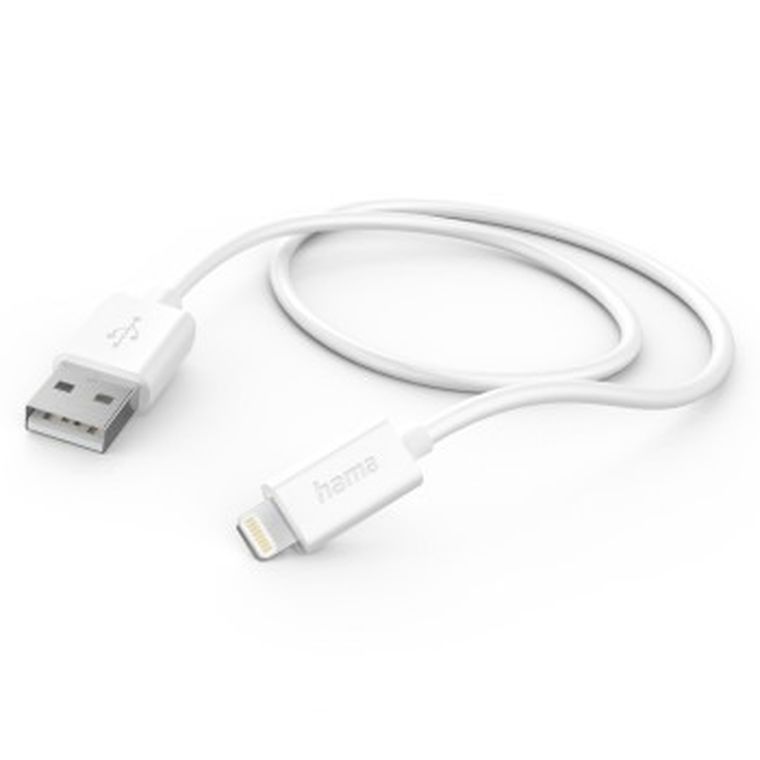 Hama, kabel do telefonu lightning, ładowanie i transfer, 1,0 m, biały