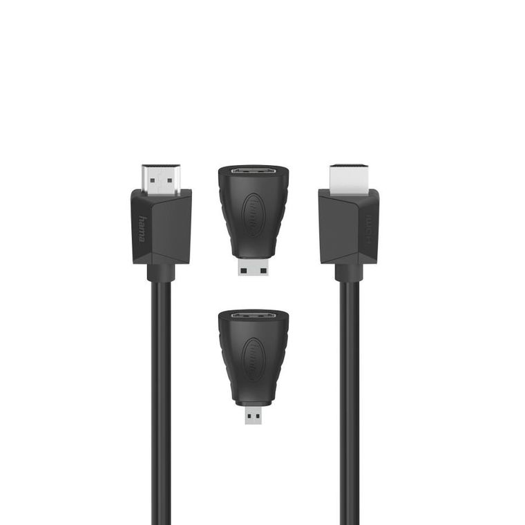 Hama, kabel HDMI 2.0b 4k, 1,5m +adapter mini/micro HDMI