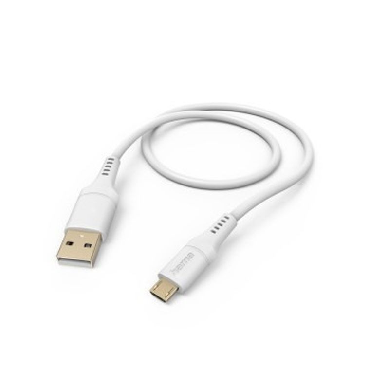 Hama, kabel ładujący, data, flexible, usb-a micro-usb 1,5m, silikon, biały