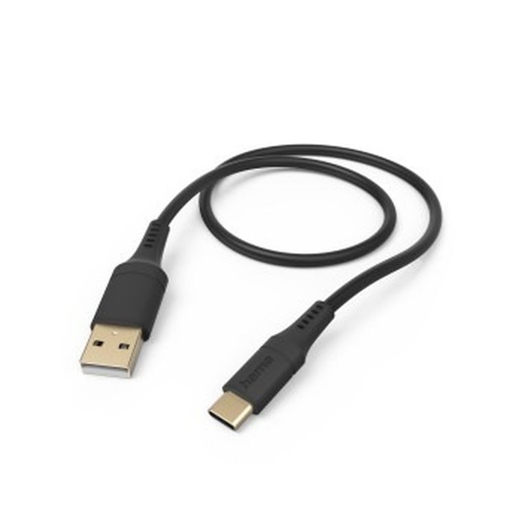 Hama, kabel ładujący, data, flexible, usb-a usb-c, 1,5m, silikon, czarny
