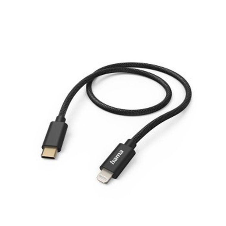 Hama, kabel ładujący/data, fabric, USB-c- lightning, nylonowy, czarny