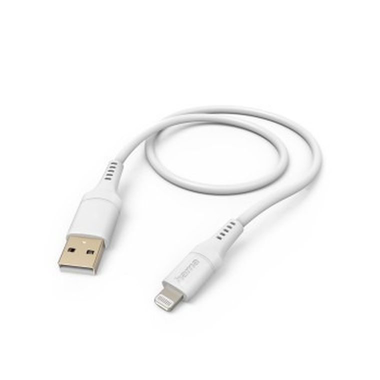 Hama, kabel ładujący/data, flexible, USB-a - lightning 1.5m, silikon, biały
