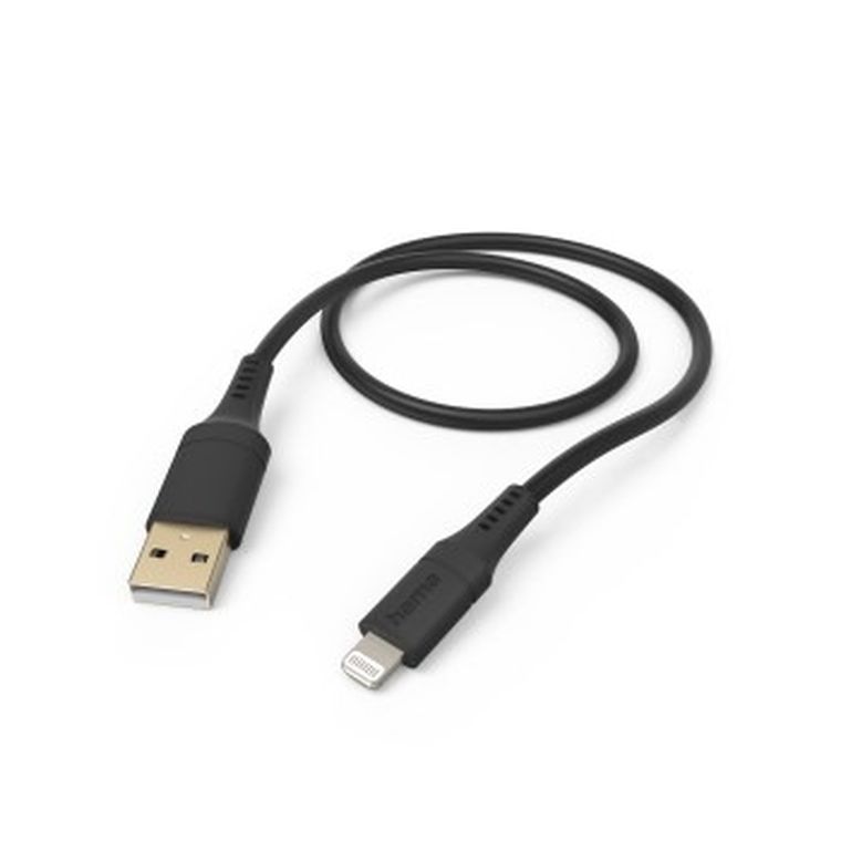 Hama, kabel ładujący/data, flexible, USB-a - lightning 1.5m, silikon, czarny