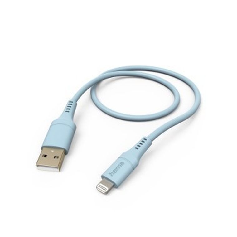 Hama, kabel ładujący/data, flexible, USB-a - lightning 1.5m, silikon, niebieski
