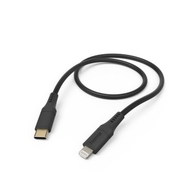 Hama, kabel ładujący/data, flexible, USB-c - lightning, 1.5m, silikon, czarny