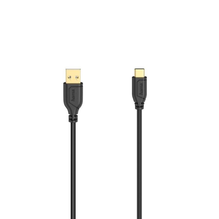 Hama, kabel USB-c-USB 2.0 a, flexi-slim, 0.75m, czarny