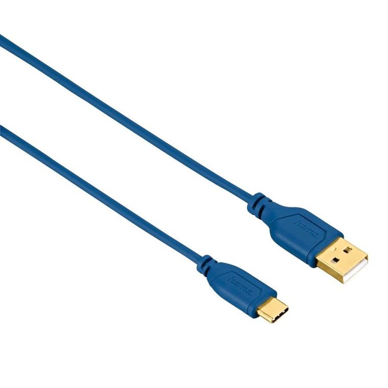 Hama, kabel USB-C-USB 2.0 A, flexi-slim, 0.75m, niebieski