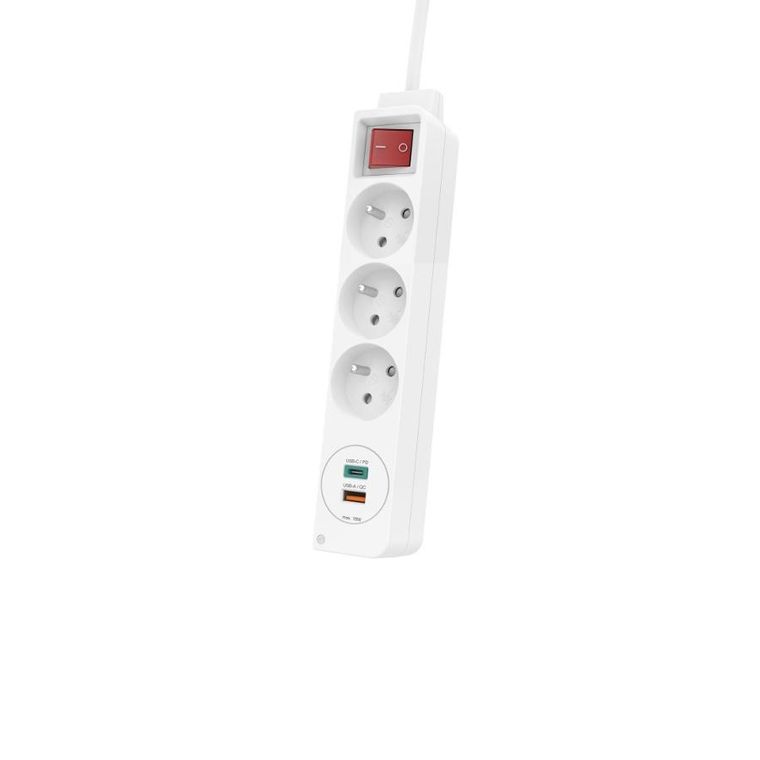 Hama, listwa zasilająca, 3 gniazdka + 2xUSB C/A