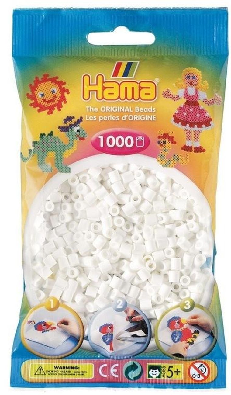 Hama, midi koraliki do prasowania, biały, 1000 szt.