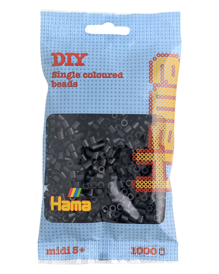 Hama, midi koraliki do prasowania, czarny, 1000 szt.