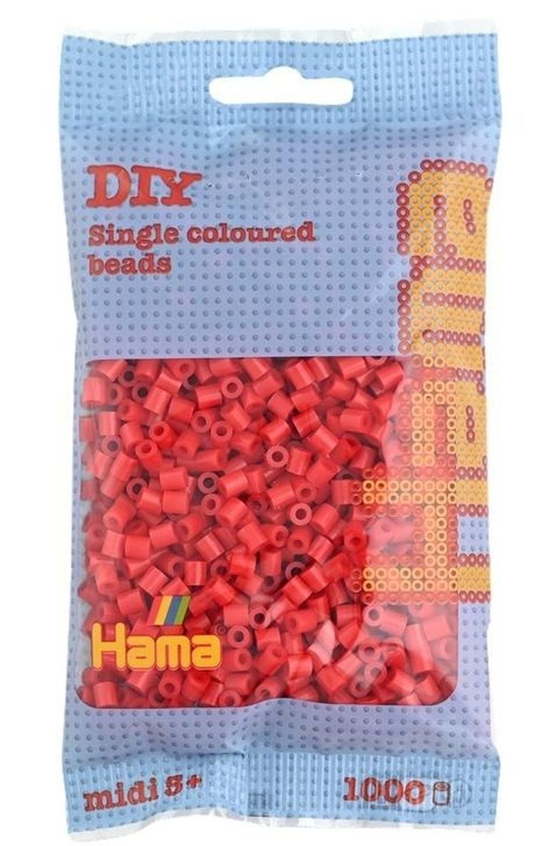 Hama, midi koraliki do prasowania, czerwony, 1000 szt.