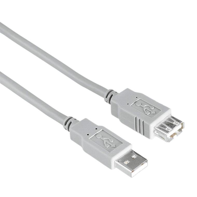 Hama, przedłużacz USB a-a 1,5m szary, koszowy