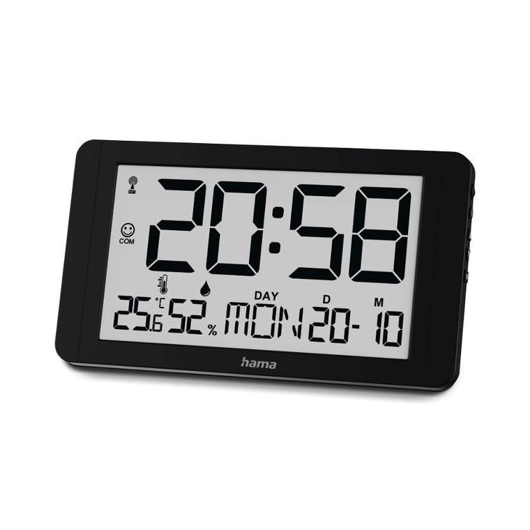 Hama, zegar elektorniczny, cuba ścienny z dcf z termomentrem i higrometrem, czarny