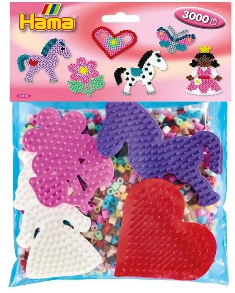 Hama, zestaw: koraliki do prasowania + plansza, 4 szt.