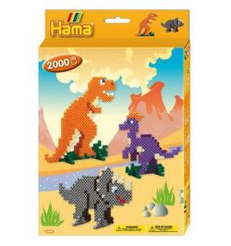 Hama, zestaw: koraliki do prasowania + plansza, dino świat