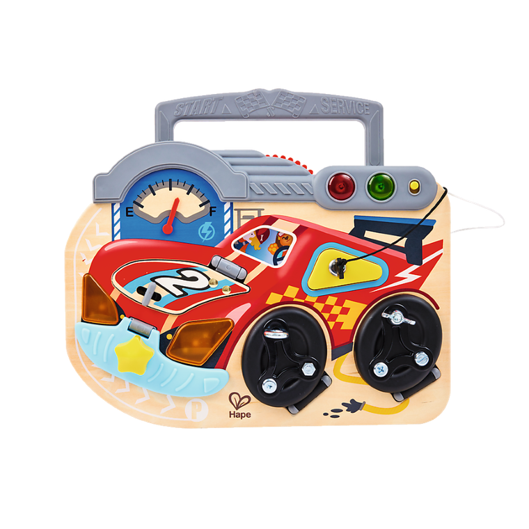 Hape, drewniana tablica manipulacyjna, mały kierowca, interaktywna