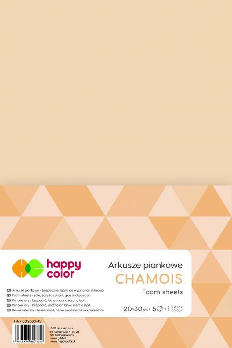 Happy Color, arkusze piankowe, A4, chamois, 5 arkuszy